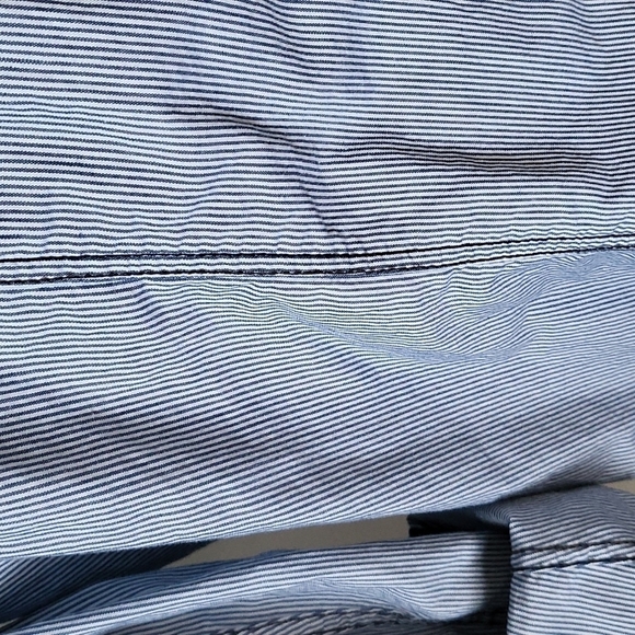 Eighty Eight Platinum blue striped button down shirt with navy seam detail - Picture 6 of 10